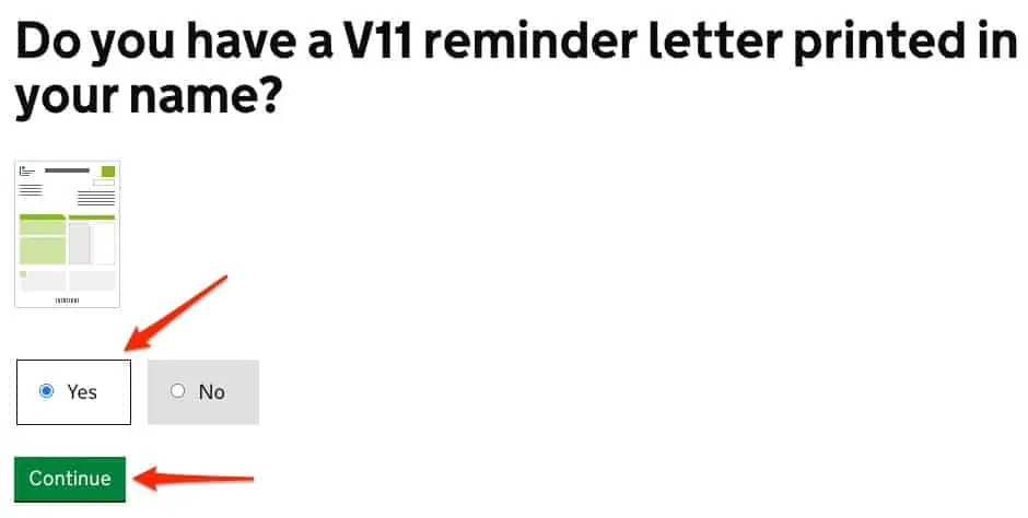 V11 reminder letter printed in your name - road tax application UK