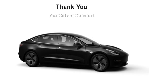 Tesla Model 3 Order Confirmation UK