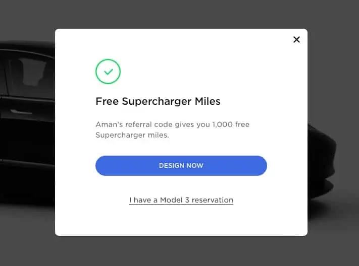 Free Supercharger Miles using referral code.