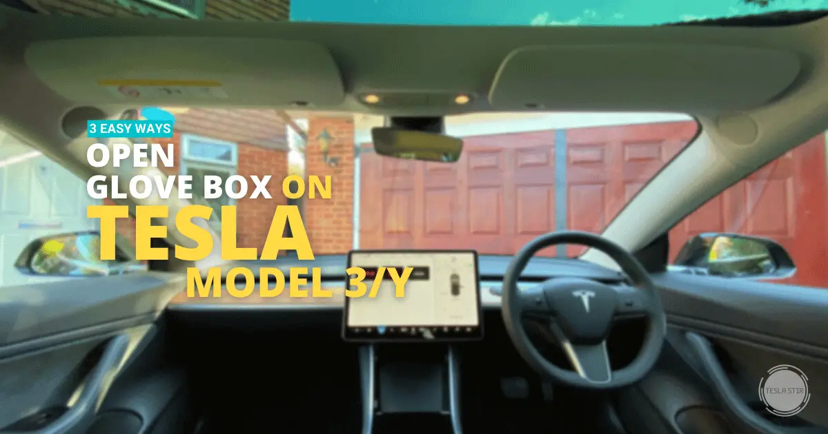 open glove box on tesla model 3 y interior