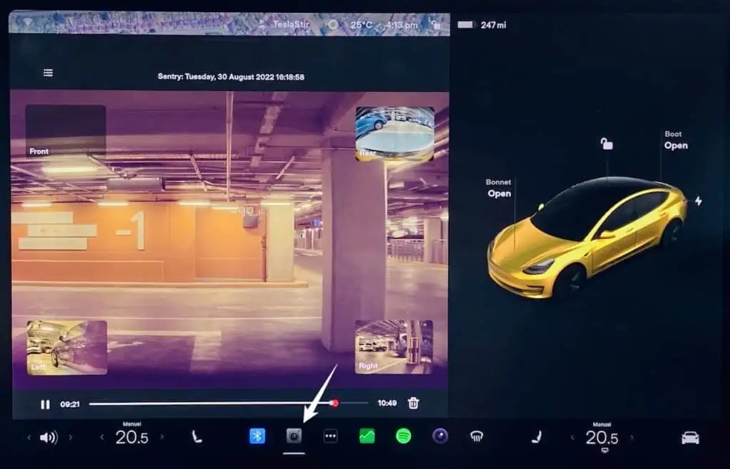 tesla recent sentry footage viewer