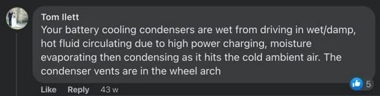 explanation of tesla smoking while charging due to condensers kicking in
