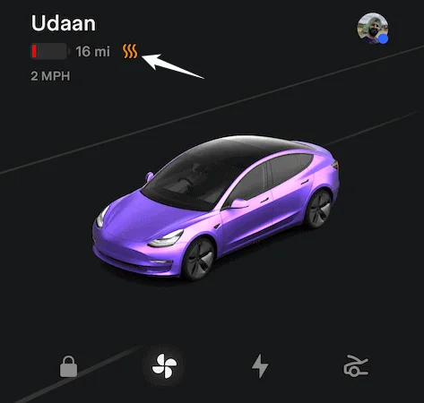 Orange wavy lines on Tesla app while preconditioning battery