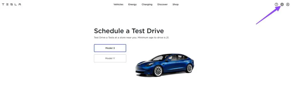 change region on tesla website