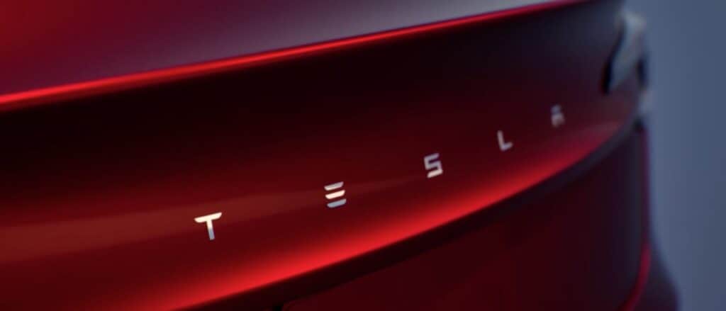 tesla rear hood logo replaced with TESLA word mark